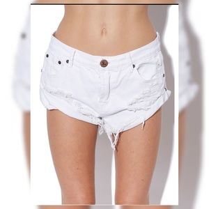 ONETEASPOON BANDITS WHITE DENIM SHORTS